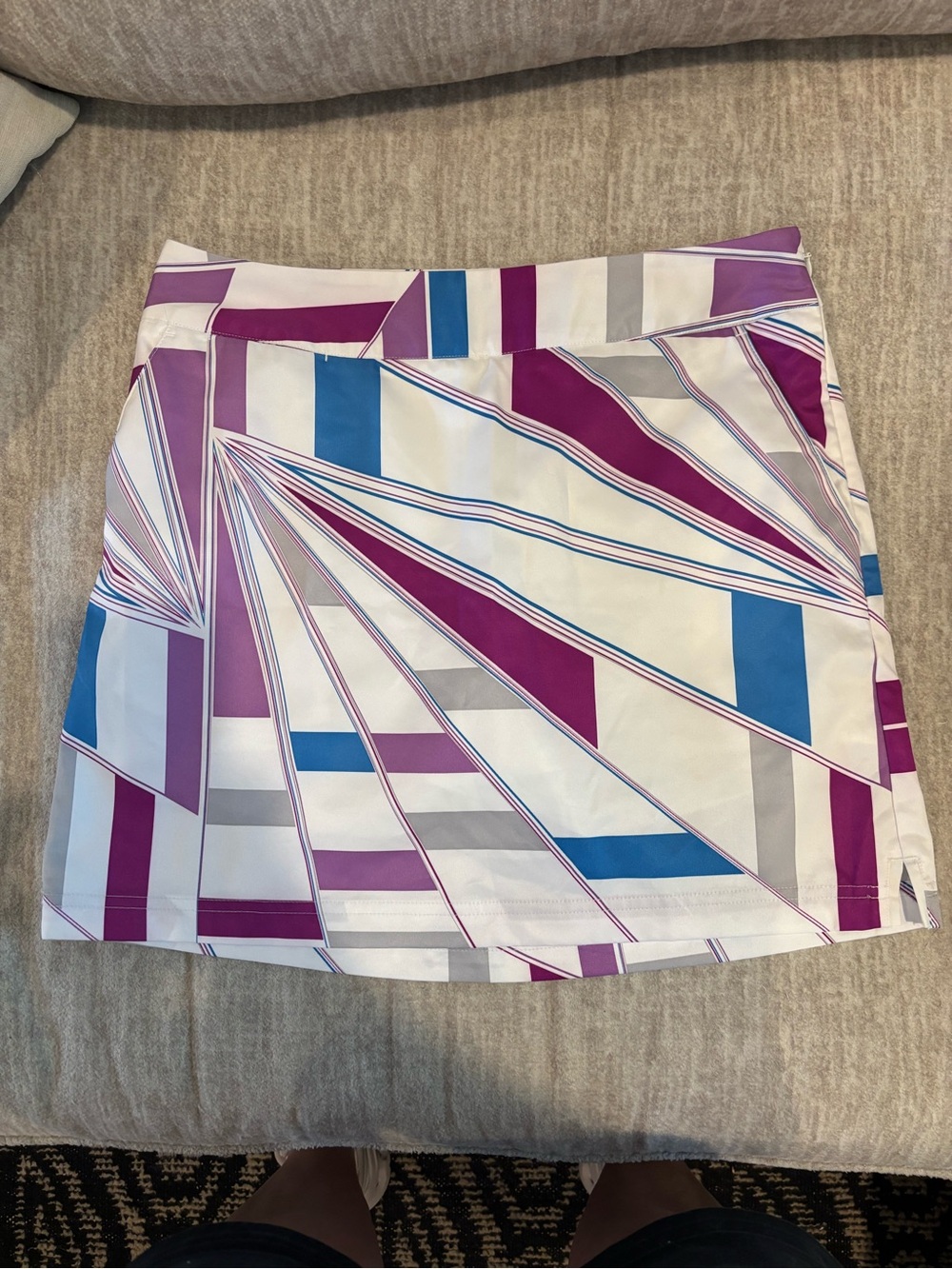 adidas White, Purple & Blue Striped Golf Skort